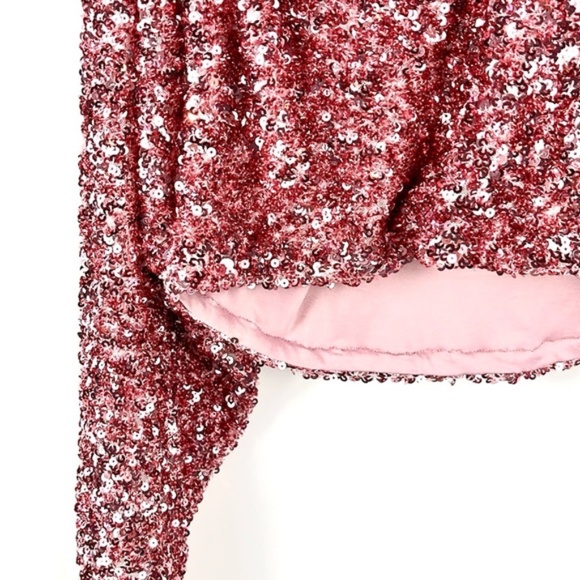 ROTATE Birger Christensen Aurelia Rapture Rose Sequin-Embellished Top - Picture 6 of 13